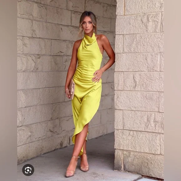 green plaid midi dress Living For The Night Neon Dress